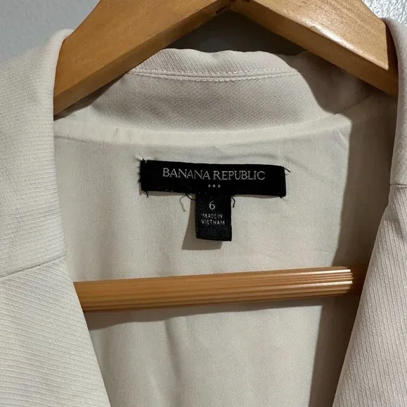 Banana Republic Ivory Cream Collared Sleeveless Trench Dress Size 6 Women Office - Picture 3 of 4